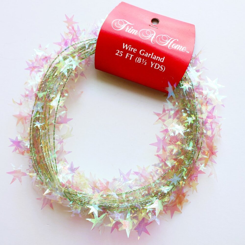 VTG Iridenscence Green Wire Garland KMart Easter Christmas 25 Ft Trim A Home